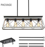 HuixuTe 5-Light Farmhouse Chandeliers for Dining Room, Rustic Kitchen Island Lighting, Adjustable Height Pendant Light for Kitchen, Dining Room Table White