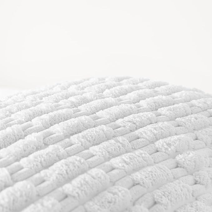 Fancy Homi Pure White Long Body Lumbar Lumbar Decorative Throw Pillow Covers 14x36 Inch for Bed Couch Bedroom Bench, Soft Corduroy Rectangle Solid Pillow Case, Rustic Farmhouse Boho Room Decor