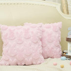 GEEORY Easter Bunny Soft Plush Pillow Covers, 16 x 16 Inch Set of 2, Fluffy Faux Fur Wool Decorative Farmhouse Cushion Case for Sofa Home Decoration Pink GC015-16