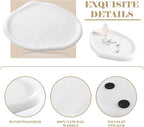 BCS Marble Jewelry Tray Trinket Dish, Decorative Cloud Vanity Key Tray for Women, Perfume Ring Holder Dish for Ring Earring, Cute Jewelry Plate Bowl Aesthetic Room Decor（White）