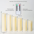 Homemory Ivory LED Pillar Candles - Battery Operated Candle, Real Wax Flameless Candles, 4-9" Set of 9, Unscented, Remote & Timer