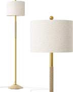 Oneach 63" Modern Floor Lamp for Living Room, Gold Boho Standing Lamp with Unique Rope Design, Rotary Switch, Farmhouse Tall Lamps for Bedroom Office Dining Room (Without Bulb)