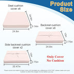 14 PCs Patio Cushion Covers for 7 PCs Outdoor Furniture Sectional Seating Sets Water Resistant Plus 2 Throw Pillows (Khaki, 24.8(L)*24.8(W)*3.14(T) inches)