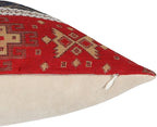 Tapestry Gobelin Red-Black 16"x16" Pillow Cover Sham Ethnic Turkish Kilim Tribal Style Throw Decorative for Home Decor, Sofa, Couch, Porch, Patio, Window Seat