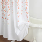 Stall Fabric Shower Curtain, Orange and Gray Floral Flower Shower Curtains for Bathroom, Waterproof Bathroom Curtains, 54" W x 72" H