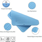 Silicone Dish Drying Mat for Multiple Usage,Easy clean,Eco-friendly,Heat-resistant Silicone Mat for Kitchen Counter or Sink,Refrigerator or Drawer liner Light Blue M 12 inches x 12 inches