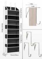 1 Pack Over The Door Storage Organizer with 5 Pockets 10 Mesh Side Pockets, 44 lbs Weight Capacity Door Hanging Organizers and Storage for Bedroom,Bathroom,Nursery,Pantry,Dorm(Black)