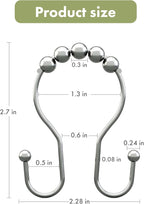 AmazerBath Shower Curtain Hooks, Shower Curtain Rings, Metal Chrome Shower Curtain Hooks Rust Proof, Smooth Glide Double Shower Hooks for Shower Curtain, Shower Rod Hooks 12Pcs