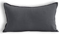Jeanerlor Natural Cotton Linen Square Decorative Throw Pillow Case Dark Grey Cushion Cover with Twin Needles Stitch on Edge for Lumbar, 12"x20"(30 x 50cm), Dark Grey