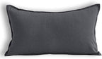 Jeanerlor Natural Cotton Linen Square Decorative Throw Pillow Case Dark Grey Cushion Cover with Twin Needles Stitch on Edge for Lumbar, 12"x20"(30 x 50cm), Dark Grey