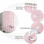 Vandarllin Pink Shower Curtain, Love Heart Shower Curtains Set with Hooks, Waterproof Fabric Bathroom Curtains Decor Home Accessories, Stall Long 36 X 78 Inch