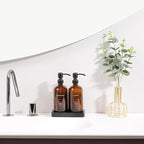 Amber Glass Soap Dispenser Set, Hand Soap and Lotion Set with Black Stainless Steel Pump, Perfect for Modern Bathroom Decor. (Amber)