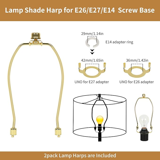 White Lamp Shades Set of 2, Drum Lampshades 13" Top x 13" Bottom x 10" High (Spider), Modern Linen Lamp Shades for Table Floor Lamp, Lampshades Replacement with 8in Lamp Harps