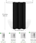 3D Embossed Pattern Shower Curtain, Simple and Chic Pattern Vintage Curtain for Bathroom, Waterproof Fabric Shower Curtains with Hooks, 36 W x 72 H, Black