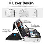 gzcz Large Capacity Travel Makeup Case Organizer,Professional Cosmetic Bags for Women,Waterproof PU Leather Makeup Bag with Adjustable Dividers and Shoulder Strap for Brushes and Jewelry