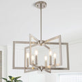 Dining Room Light Fixture, 6-Light Brushed Nickel Chandelier Modern Metal Industrial Chandelier Lighting for Farmhouse Living Room Kitchen Entryway (Nickel, E12 Bulbs Not Included)