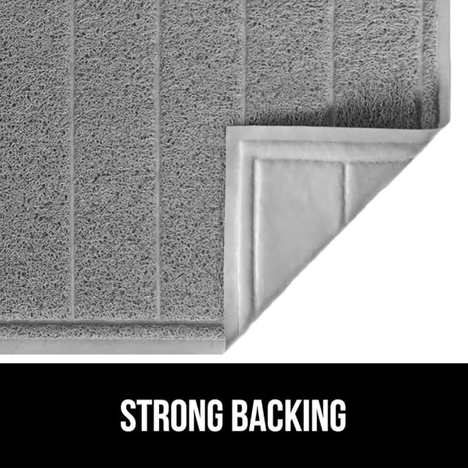 GORILLA GRIP Dirt Grabber Mesh Doormat, Low-Profile, Stain and Fade Resistant Heavy Duty Quick Dry Striped Doormats, Mats for Indoor or Outdoor Entry, Shoe Scraper, Garage Entrance Mat 47x35, Gray