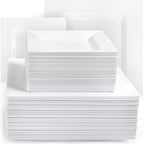 Aya's Cutlery Kingdom 100 Square Plastic Plates - Heavy Duty Disposable Plates - Includes 50 Dinner Plates (10-Inch) and 50 Salad Appetizer Plates (7-Inch) - Elegant White Party Plate for Holidays