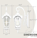 Emliviar Outdoor Wall Lights, 1-Light Modern Outside Lights for House, 17.5 Inch Height with Water Glass, White Finish, WE215B WH