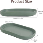 Ceramic Jewelry Dish Set of 2 – Oval Trinket Holder for Vanity, Perfume, Keys, Rings, Watch, Dish Soap, Kitchen & Bathroom Counter – Matte Green