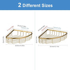 [2 Pack Bathroom Corner Shower Caddy Shelf Organizer, SUS304 Stainless Steel Heavy Duty Rust-Proof Shelf Holder, Wall Mounted Storage Rack for Bathroom Kitchen, Brushed Gold