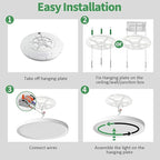 20 Inch Large LED Flush Mount Ceiling Light with Remote, 40W,4350LM, 3000K-6000K Selectable, White Round Flat Panel Low Profile Ceiling Light Fitures for Hallway, Kitchen, Bedroom, Laundry Room