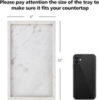 WORHE Italy Marble Vanity Tray for Jewelry, Perfume, Makeup, Candle,Towel Natural Modern Decorative Trays for Bathroom Bedroom Dresser Rectangle Kitchen Storage Organizer for Home Decor White (FX031)