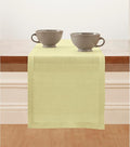 Solino Home Linen Table Runner 108 Inches Long - Milan Hemstitch 100% Pure Linen Butter Yellow Dining Table Runner 14 x 108 Inch