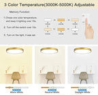 2 Pack Gold Flush Mount Ceiling Light, 12 Inch Metal Modern Round Gold Light Fixtures - 3 Colors, 3000K-5000K LED, 20W Low Profile Ceiling Lighting for Bedroom, Living Room, Hallway