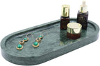 Natural Marble Tray, Oval Vanity Decorative Tray for Bathroom Counter, Countertop Stone Organizer, Catchall Tray for Kitchen, Perfume, Candles, Jewelry Dish Decorative Tray