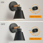 ClanKin Wall Sconces Lighting Fixture Set of 2, Bedside Wall Mounted Reading Lamp with On-Off Switch for Industrial Bedroom, Bathroom Hallway Living Room(2Pack-Black with Swtich)