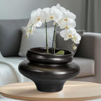 Ceramic Pots for Plants 11 Inch - Bonsai Planter for Outdoor Plants, Black Planter with Drainage Hole, Decorative Plant Pots for Home Decor, Gift for Women Men