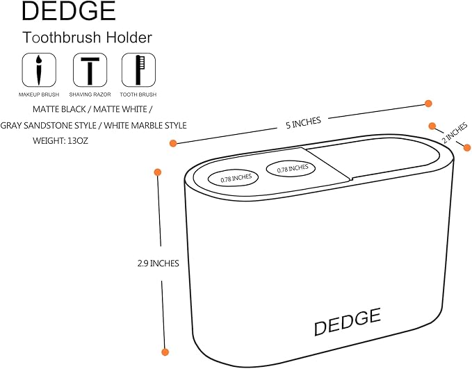 Dedge 3 Slots Bamboo Toothbrush Holder Electric Toothbrush Holder and Toothpaste Holder for Bathroom Countertop Accessories Storage,Toothbrush Holders for Bathrooms, Gray Sandstone Style Organizer