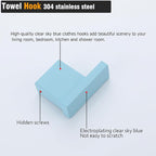 RANDOM Clear Sky Blue Towel Hooks for Bathrooms Round Shower Hooks Stainless Steel Wall Mount Coat Hook.96009-8CKB