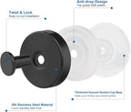 Suction Cup Hooks for Towels Robes, Heavy Duty Wreaths Hanger for Glass Door Bathroom Shower Hooks Stainless Steel, No Drill on Smooth Wall,Glass,Mirror, Tile for Swimsuit Washcloths (4, Black)