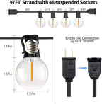 SUNTHIN Outdoor String Lights 194FT, G40 Led Patio Lights with Shatterproof Bulbs, Waterproof Dimmable Hanging Connectable Globe Outdoor Lights for Cafe, Backyard, Balcony, Party (97ft * 2 Pack)