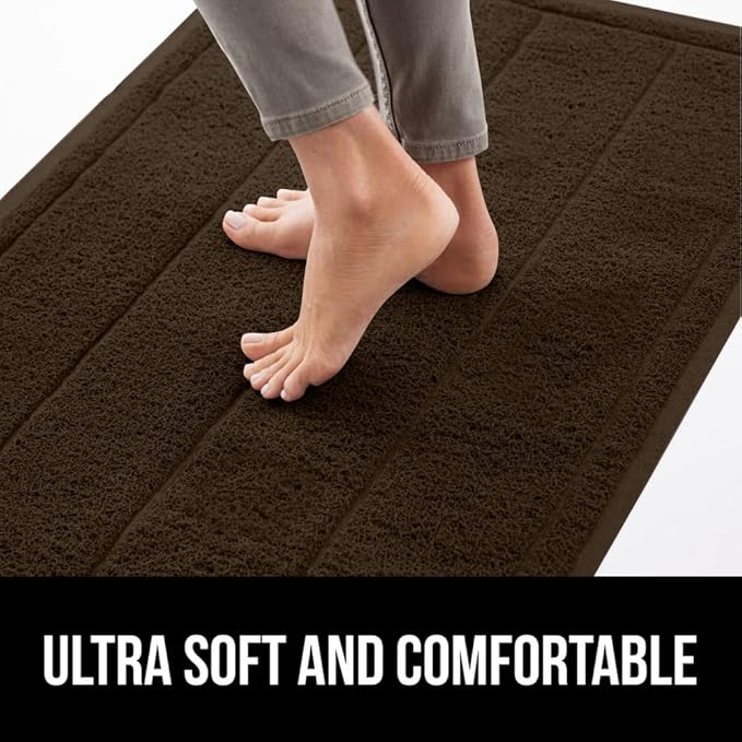 GORILLA GRIP Dirt Grabber Mesh Doormat, Low-Profile, Stain and Fade Resistant Heavy Duty Quick Dry Striped Doormats, Mats for Indoor or Outdoor Entry, Shoe Scraper, Garage Entrance Mat 47x35, Brown