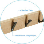 JSVER Wooden Coat Hooks Coat Rack Wall Mount, Space-Saving Coat Rack with 5 Standard Retractable Hooks, Hat Coat Hook for Entryway, Hallway, Bathroom, Living Room, Bedroom