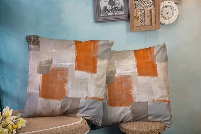 CAPSCEOLL Beige Orange Throw Pillow Covers Modern Home Art Decor,20 X 20 Inches Set of 2 Pillow Cases Decorative,Abstract Oil Painting Pillowcases for Bedroom,Living Room,Cushion Couch Sofa