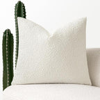 MIULEE Textured Boucle Throw Pillow Cover White Accent Solid Eruo Sham Christmas Pillow Case Decorative Soft Pack of 1 Couch Cushion Chair Sofa Bedroom Livingroom Home Decor,24x24 Inch