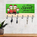 Personalized Wood Family Key Hanger Custom Name Portrait Wall Mount Key Holder for Wall Entryway Home Sweet Home Organizer Hanger Birthday Housewarming Decor Gifts for Christmas New Year