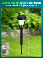 ROOR Solar Pathway Lights 12 Pack, Outdoor Solar Yard Lights, RGB Color Changing+Warm White, IP67 Waterproof for Garden Path Backyard Christmas Lawn Landscape Decorative