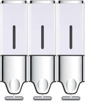 3-in-1 Quadrate Dispensers for The Shower,Shower soap Dispenser,Conditioner Dispenser, Shampoo Dispenser,No Drilled Wall Mounted Distributor,Hotel,Bathroom,Home (Triple, White)