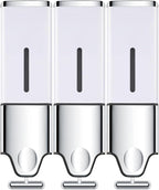 3-in-1 Quadrate Dispensers for The Shower,Shower soap Dispenser,Conditioner Dispenser, Shampoo Dispenser,No Drilled Wall Mounted Distributor,Hotel,Bathroom,Home (Triple, White)