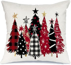 AACORS Christmas Pillow Cover 18X18 Inch Watercolor Christmas Tree Stars Decoration Holiday Farmhouse Winter Pillow Case for Sofa Couch Decor AA651-18