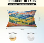 JINYO Watercolor Mountain Nature Landscape Pillow Covers 12x20, Colorful Maximalist Wildflower Meadow Forest Scenery Lumbar Throw Pillow Covers for Couch Bed Living Room Bedroom, Nature Lover Gifts