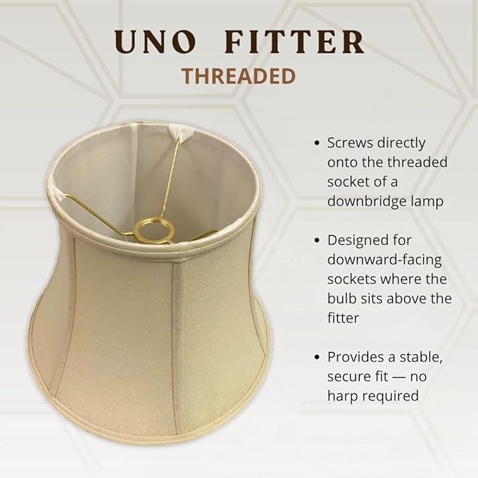 Royal Designs, Inc. BSO-708U-12LNBG-2 Modified Bell Basic Lamp Shade with UNO Threaded Fitter, 7.5 x 12 x 9.5, Linen Beige, 2-Pack