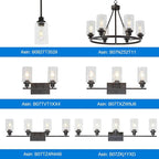 MELUCEE 6-Light Glass Chandelier Farmhouse Lighting, Kitchen Island Lighting Dining Room Light Fixtures Hanging Glass Pendant Light Oil Rubbed Bronze Finished