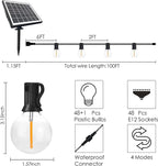 SUNTHIN 100ft Solar String Lights, USB Rechargeable Solar Outdoor Lights with 48 Waterproof & Shatterproof G40 LED Bulbs for Patio, Porch, Garden, Deck, Bistro, Cafe, Camping