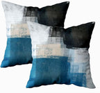 CAPSCEOLL Teal Grey Throw Pillow Covers Modern Home Art Decor,16 X 16 Inches Set of 2 Pillow Cases Decorative,Abstract Oil Painting Pillowcases for Bedroom,Living Room,Cushion Couch Sofa
